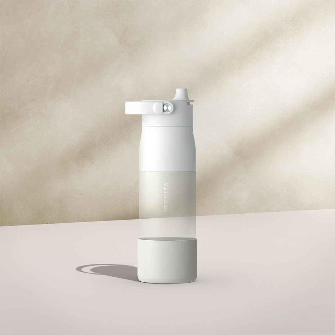 White silicone boot for BRITA LARQ water bottle.